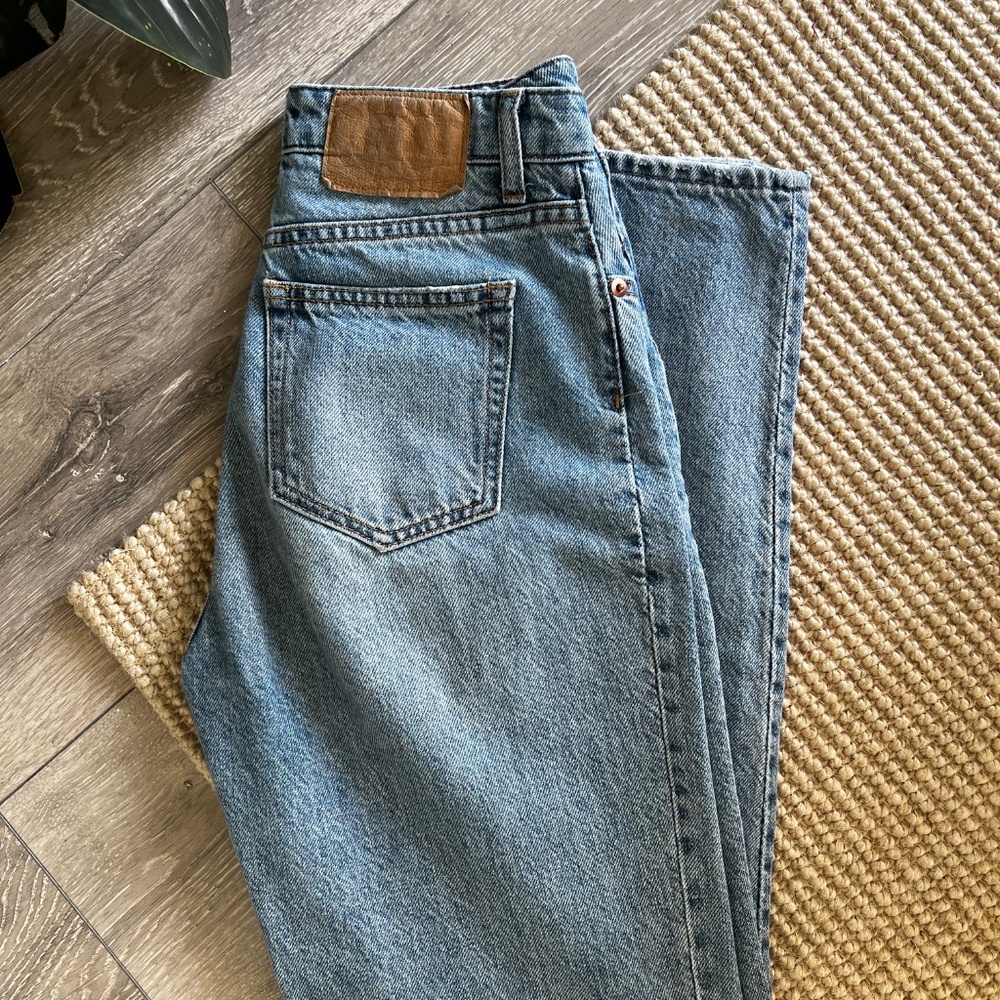 High-Rise Light Wash Straight Jeans
